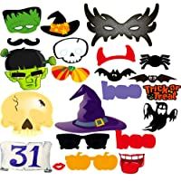 Malayas® Set de 22pzas Accesorios Photocall Photocalls (5-15cm) Halloween con Palitos Adhesivos Mascaras para Tomar Foto…